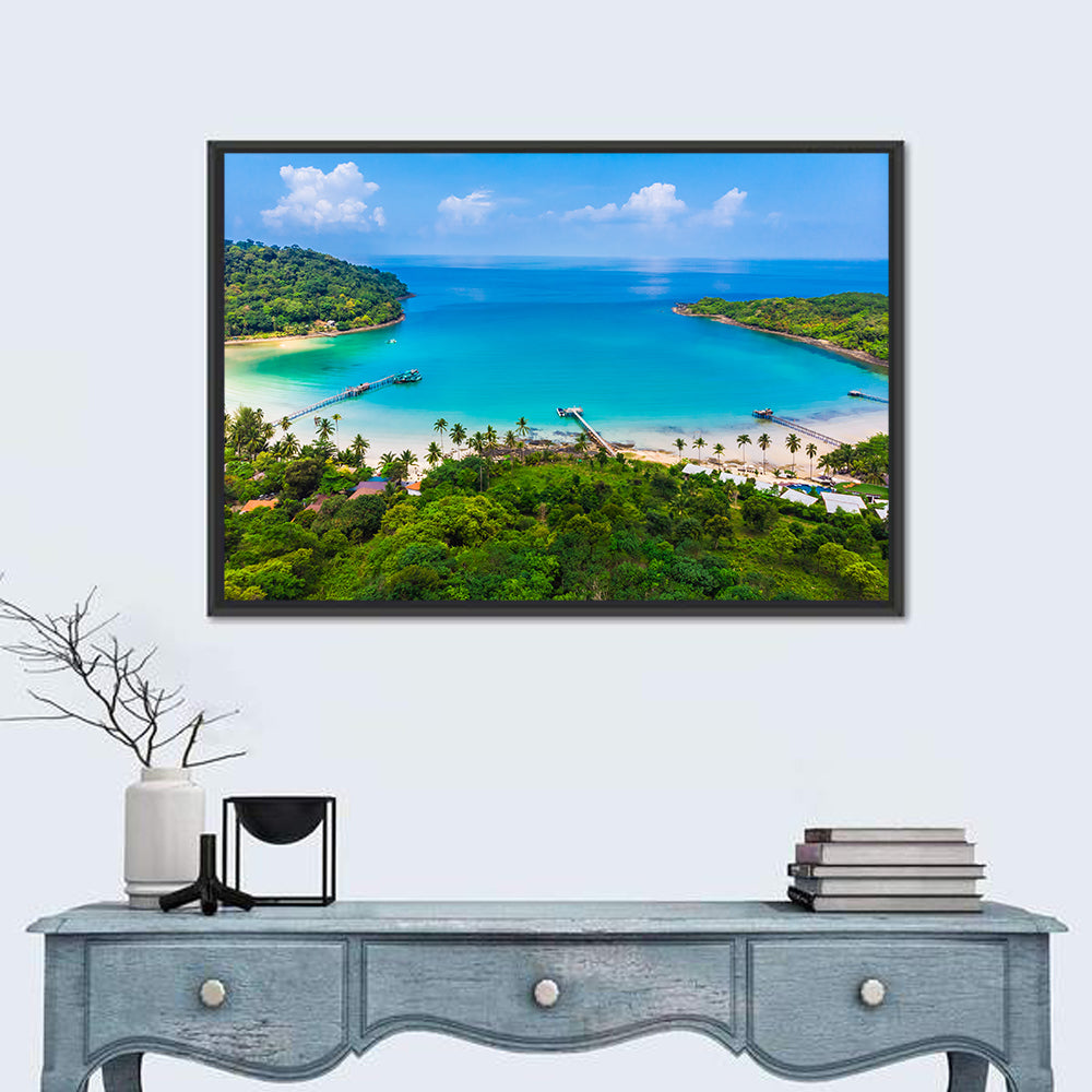 Tropical Bay with Wooden Piers Wall Art