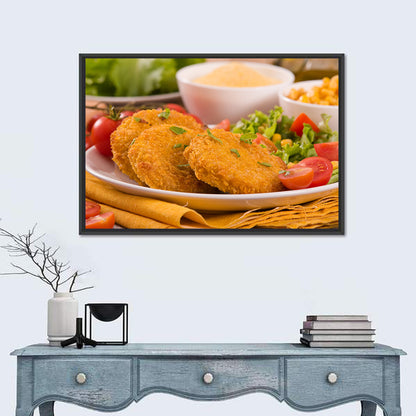 Golden Corn Cutlet Burger Wall Art