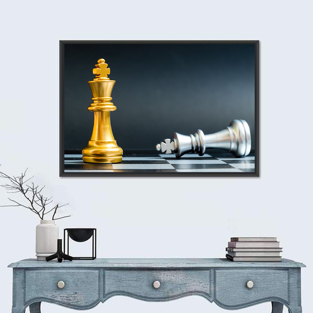 Gold King Victorious Over Fallen Silver King Wall Art in a room, landscape