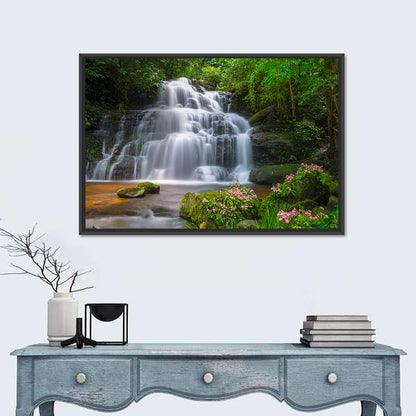 Mun Daeng Waterfall with Mossy Boulders Wall Art
