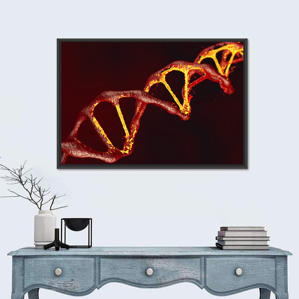 Red Dna Double Helix Wall Art