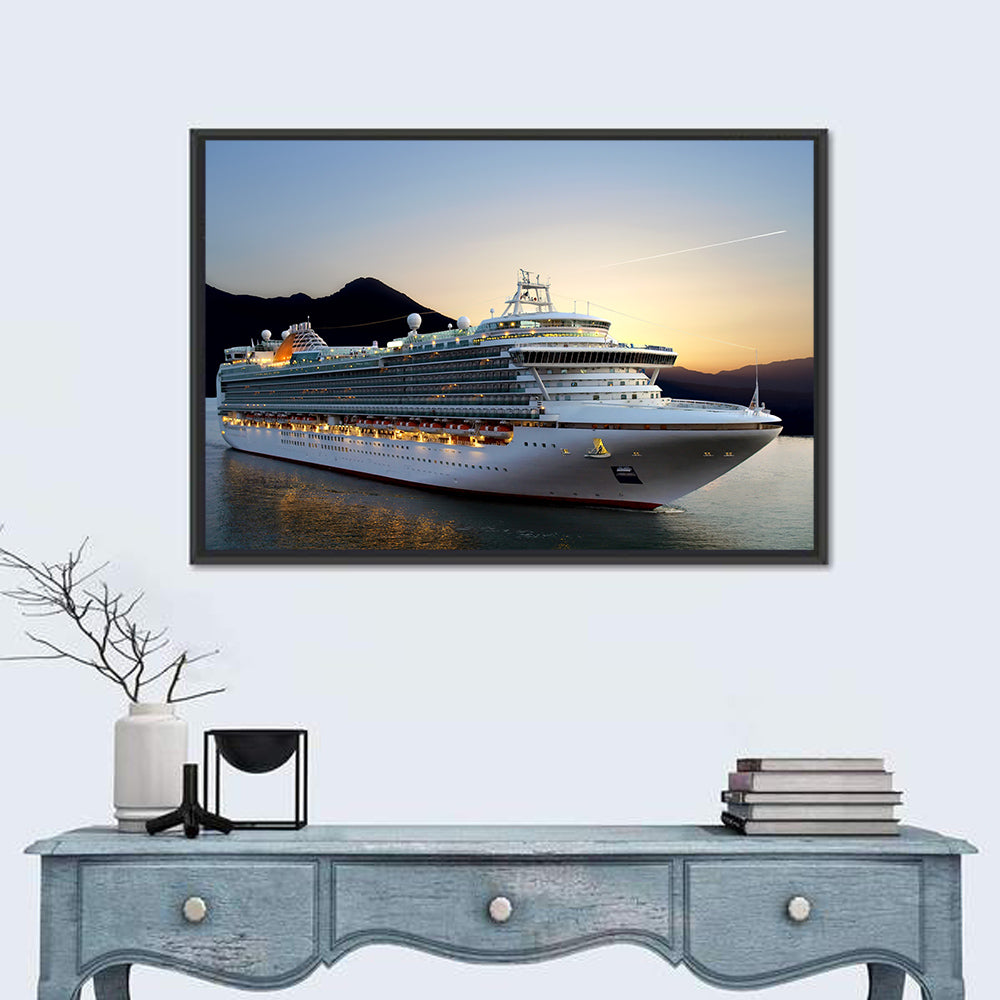 Cruise Ship at Sunset Wall Art