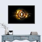 Glowing Keyhole Tech Abstract Wall Art