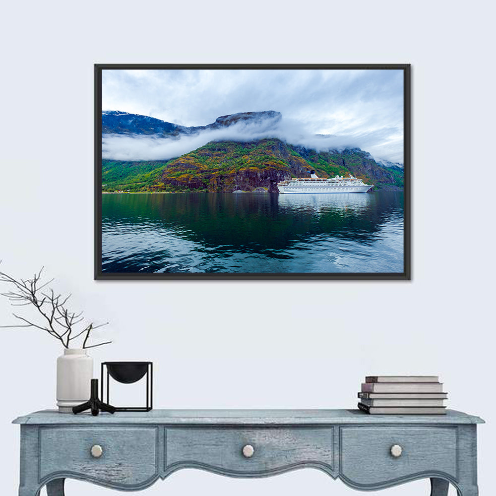 Cruise Ship on Hardanger Fjorden Wall Art in a room, landscape
