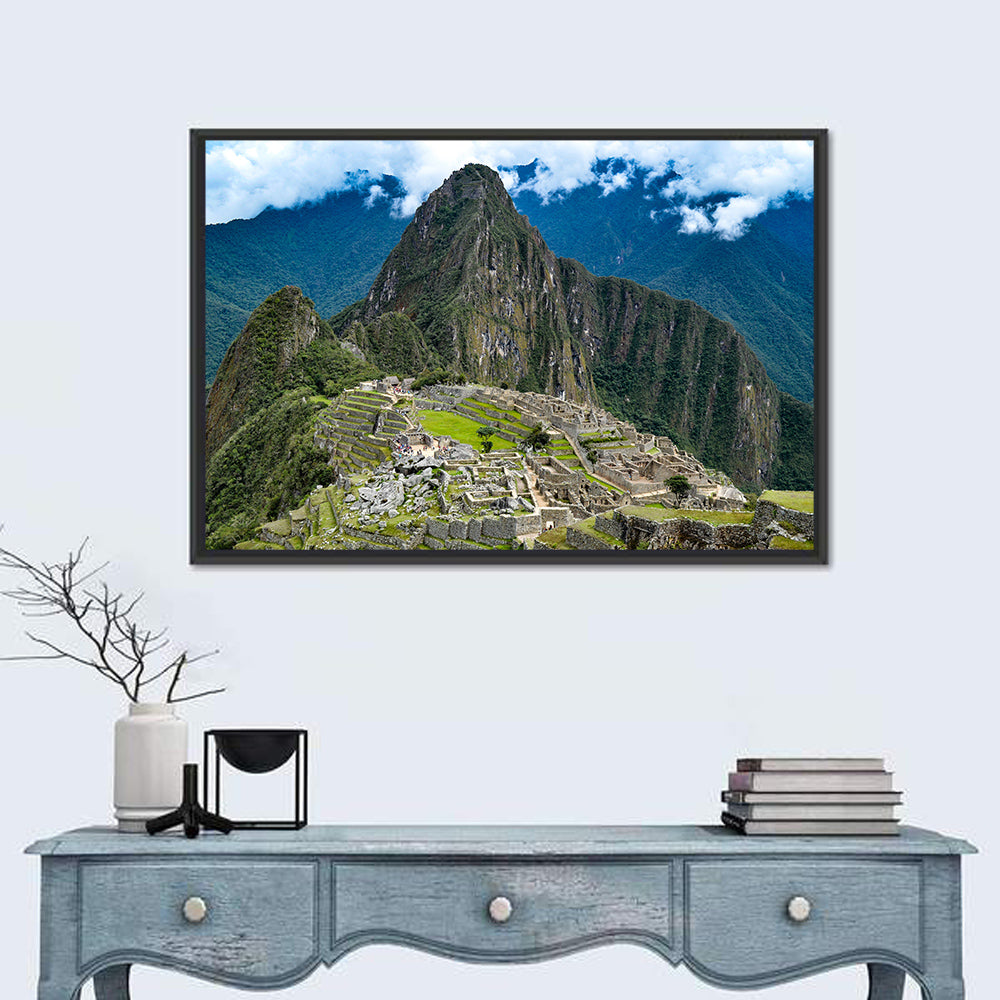 Misty Dawn at Machu Picchu Wall Art in a room, landscape