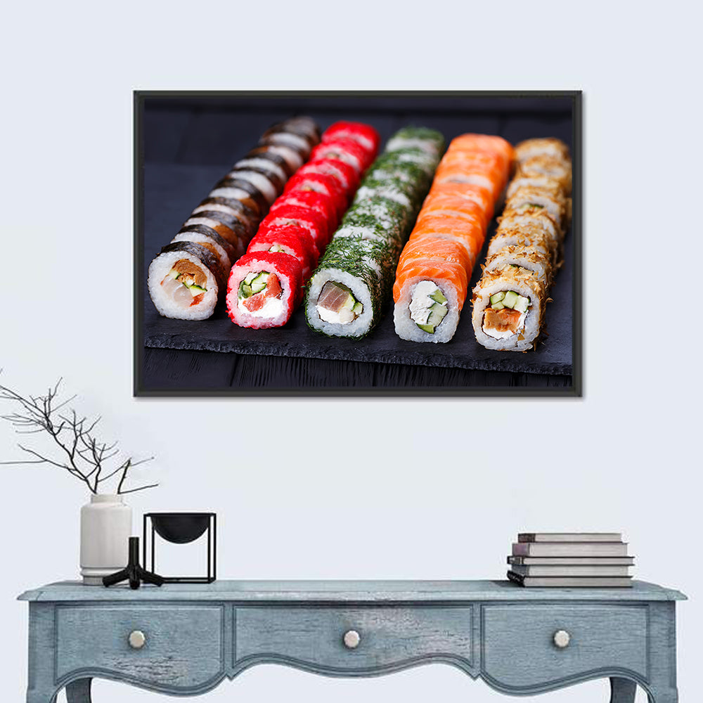 Sushi Rolls on Slate Wall Art