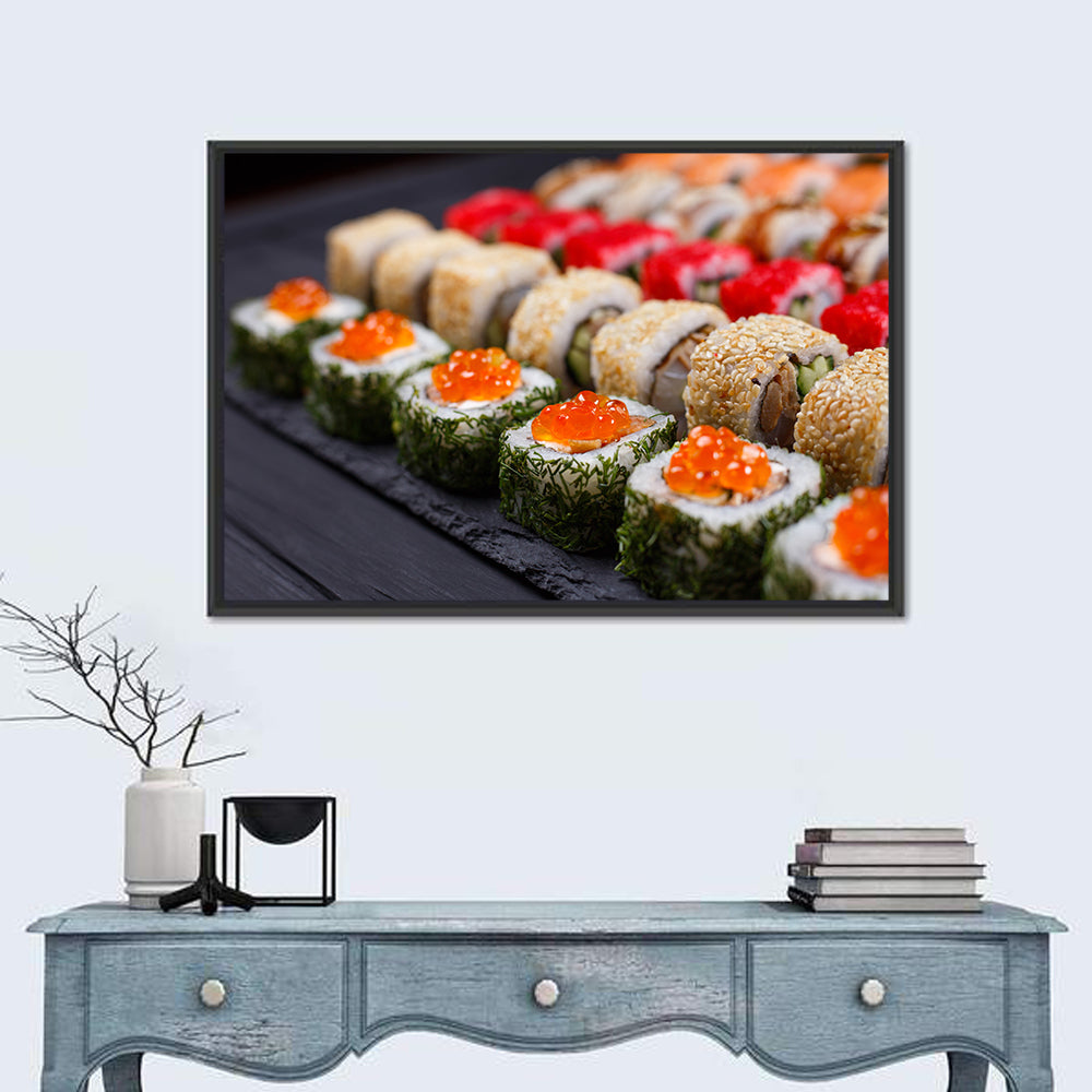Sushi Rolls with Salmon Roe Wall Art