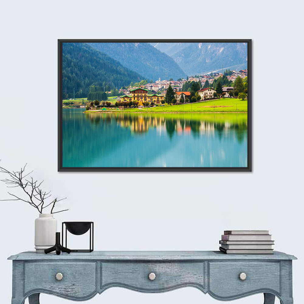 Lake Auronzo Reflection Wall Art in a room, landscape