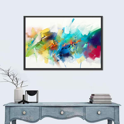 Teal Blue Color Burst Abstract Wall Art