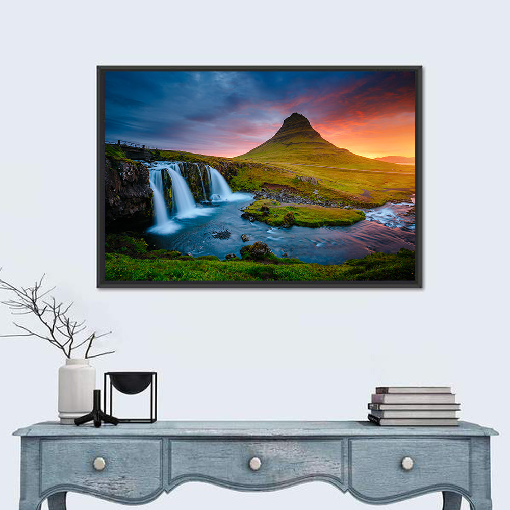 Kirkjufell at Sunset Wall Art in a room, landscape
