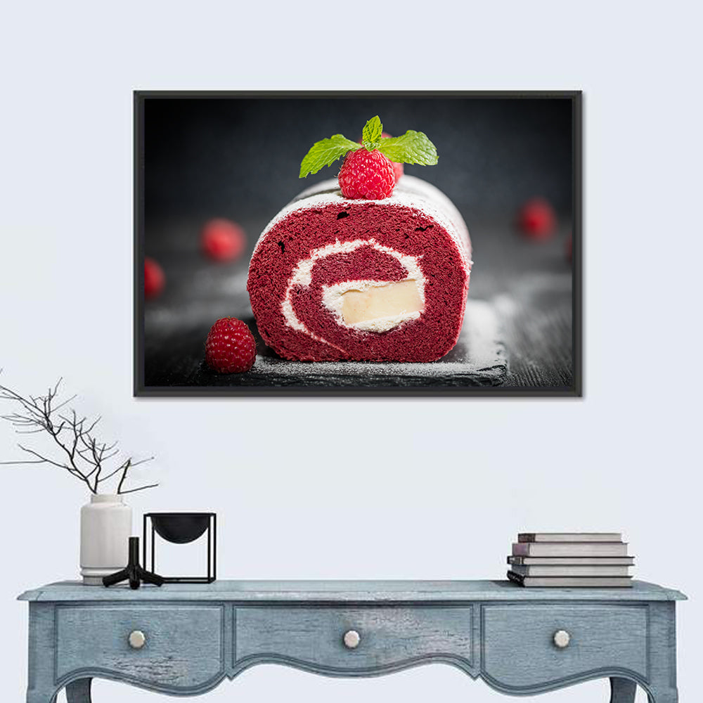 Raspberry Swiss Roll Cake Wall Art
