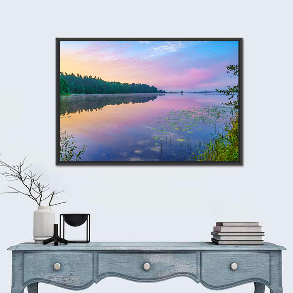 Sunrise Over Forest Lake Wall Art