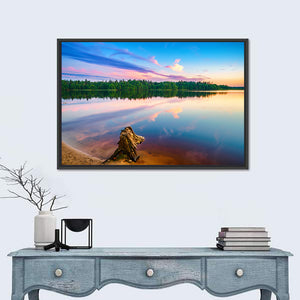 Colorful Sunset Over Forest Lake Wall Art