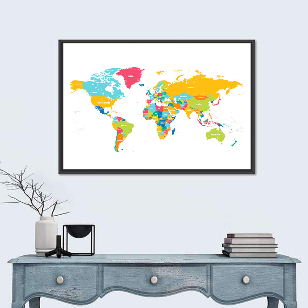 Colorful World Map Wall Art