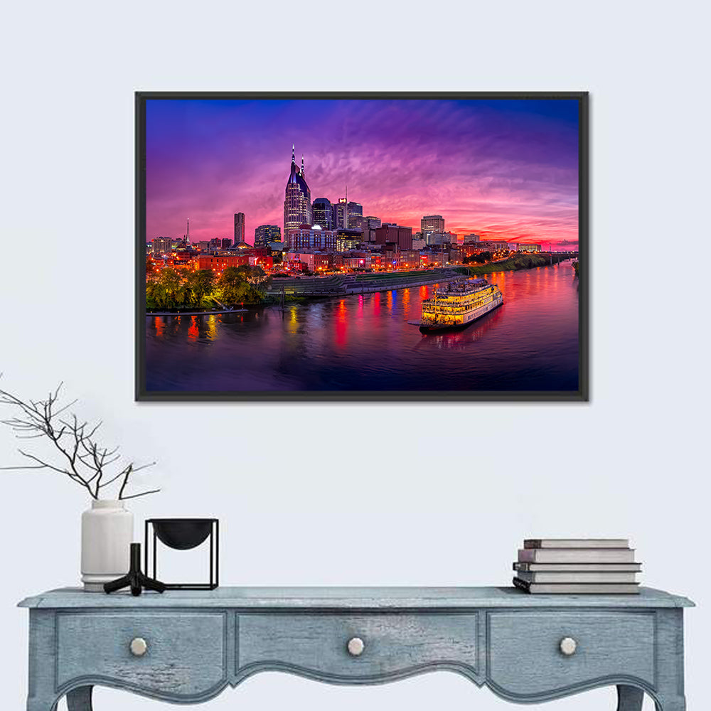 Nashville Riverfront Skyline at Dusk Wall Art