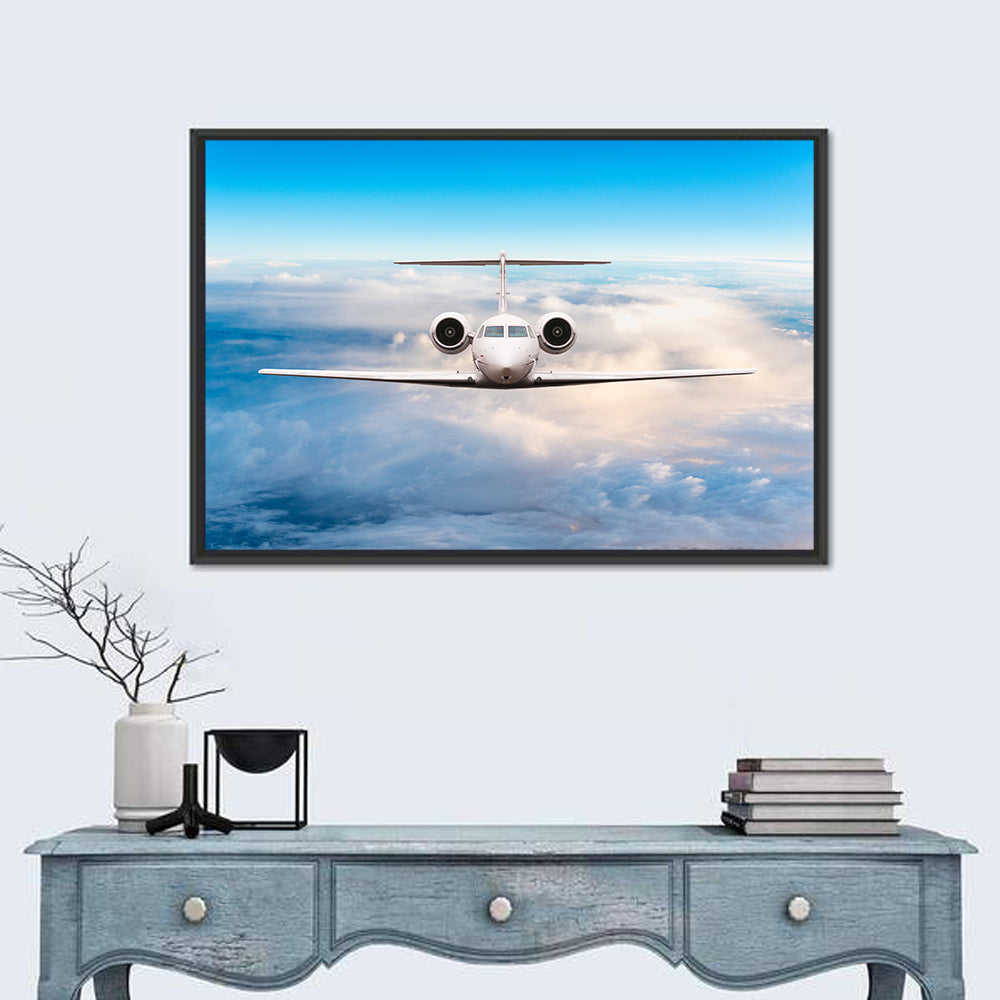 Private Jet in Flight Wall Art in a room, landscape