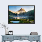 Lago D'antorno with Tre Cime Peaks Wall Art