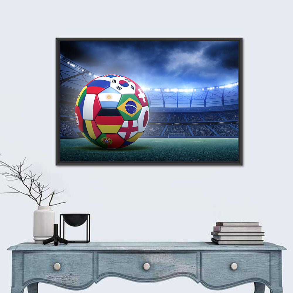 Soccer Ball on Stadium Pitch Wall Art