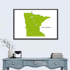 Green Minnesota County Map Wall Art
