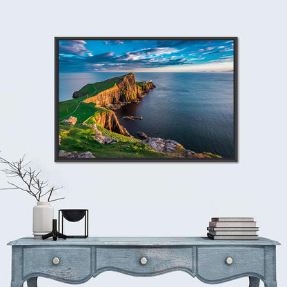 Neist Point Lighthouse at Golden Hour Wall Art