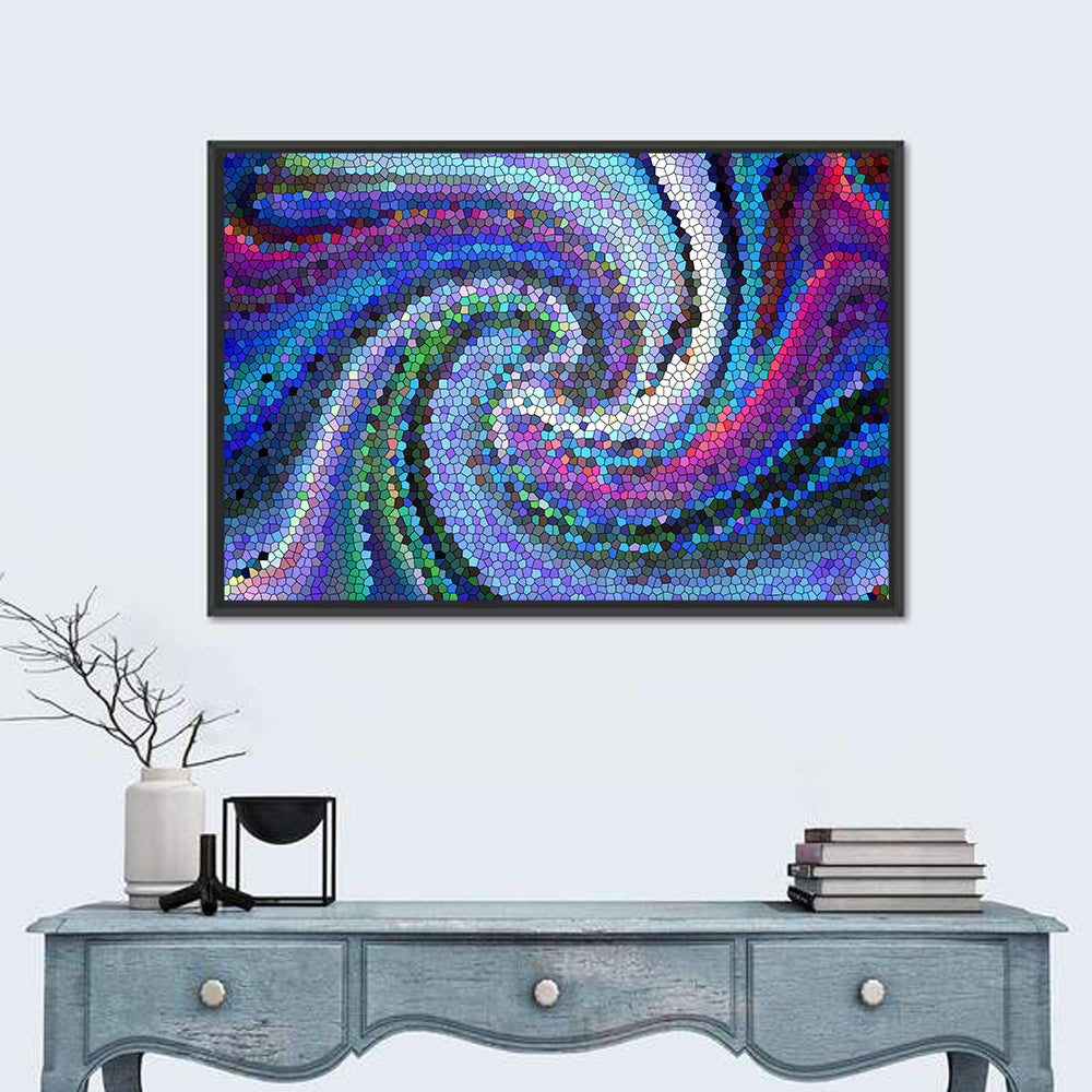 Visual Wave Vortex Wall Art in a room, landscape