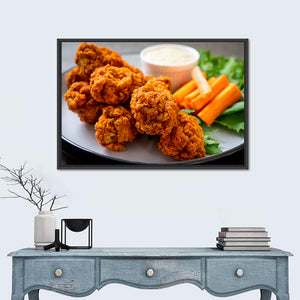 Fried Spicy Chicken Wings With Vegetable Wall Art