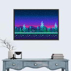 Starlit Pixel Forest Wall Art