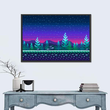 Starlit Pixel Forest Wall Art