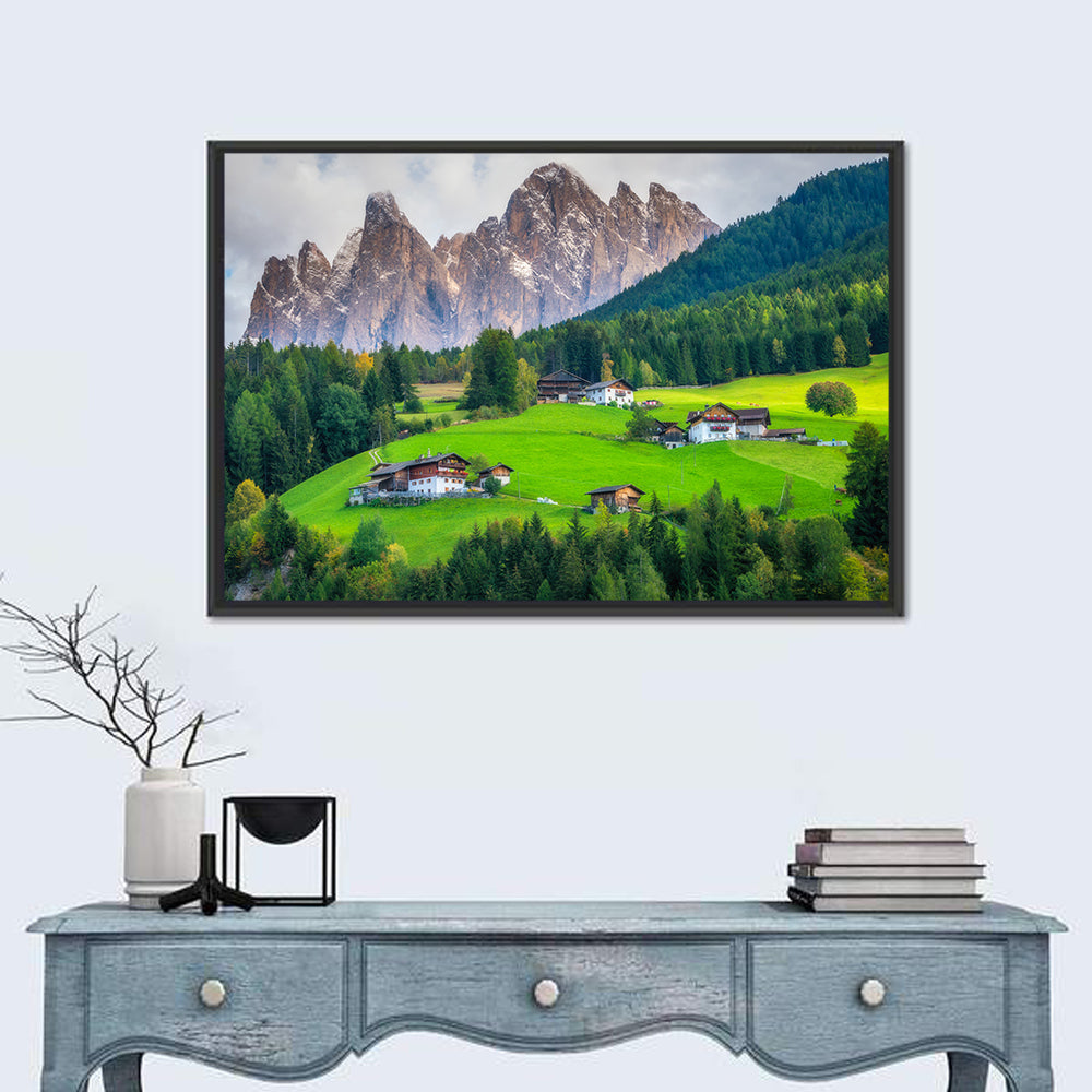 Santa Maddalena Village, Dolomites Wall Art in a room, landscape