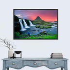 Kirkjufell Sunset with Kirkjufellsfoss Wall Art