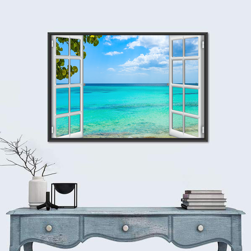 Dominican Republic Window Seascape Wall Art in a room, landscape