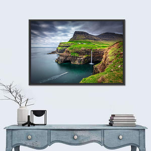 Gasadalur Waterfall In Faroe Island Wall Art