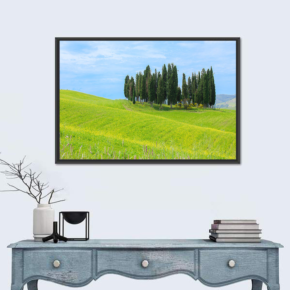 Tuscany Cypress Trees Wall Art in a room, landscape