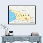Georgia Political Map with Labeled Cities Wall Art