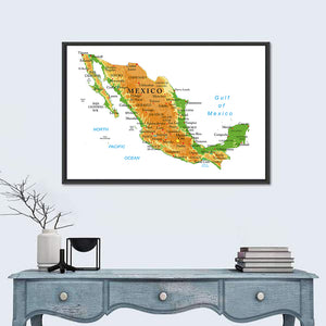 Mexico Physical Map Wall Art