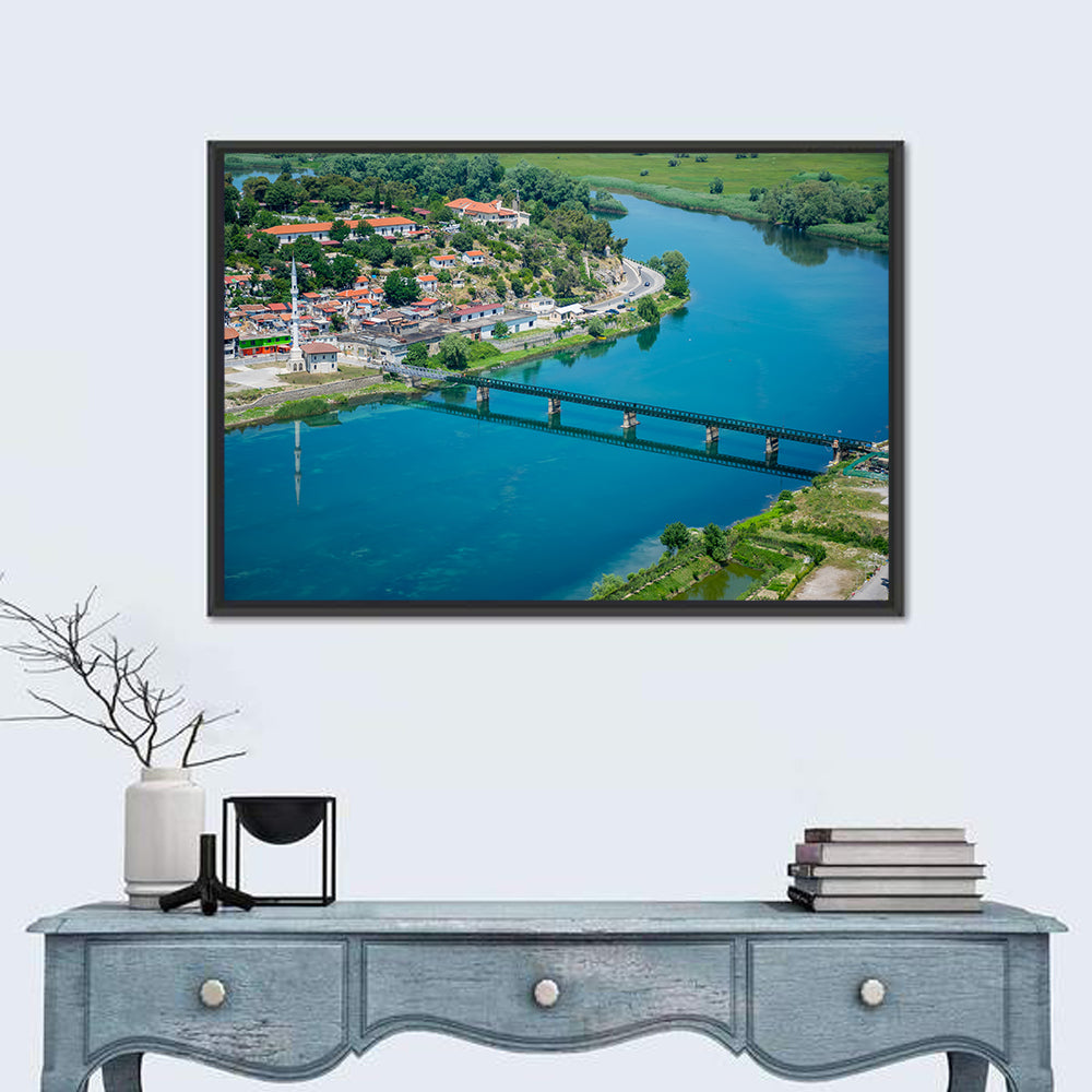 Rozafa Fortress Over Buna River Wall Art in a room, landscape