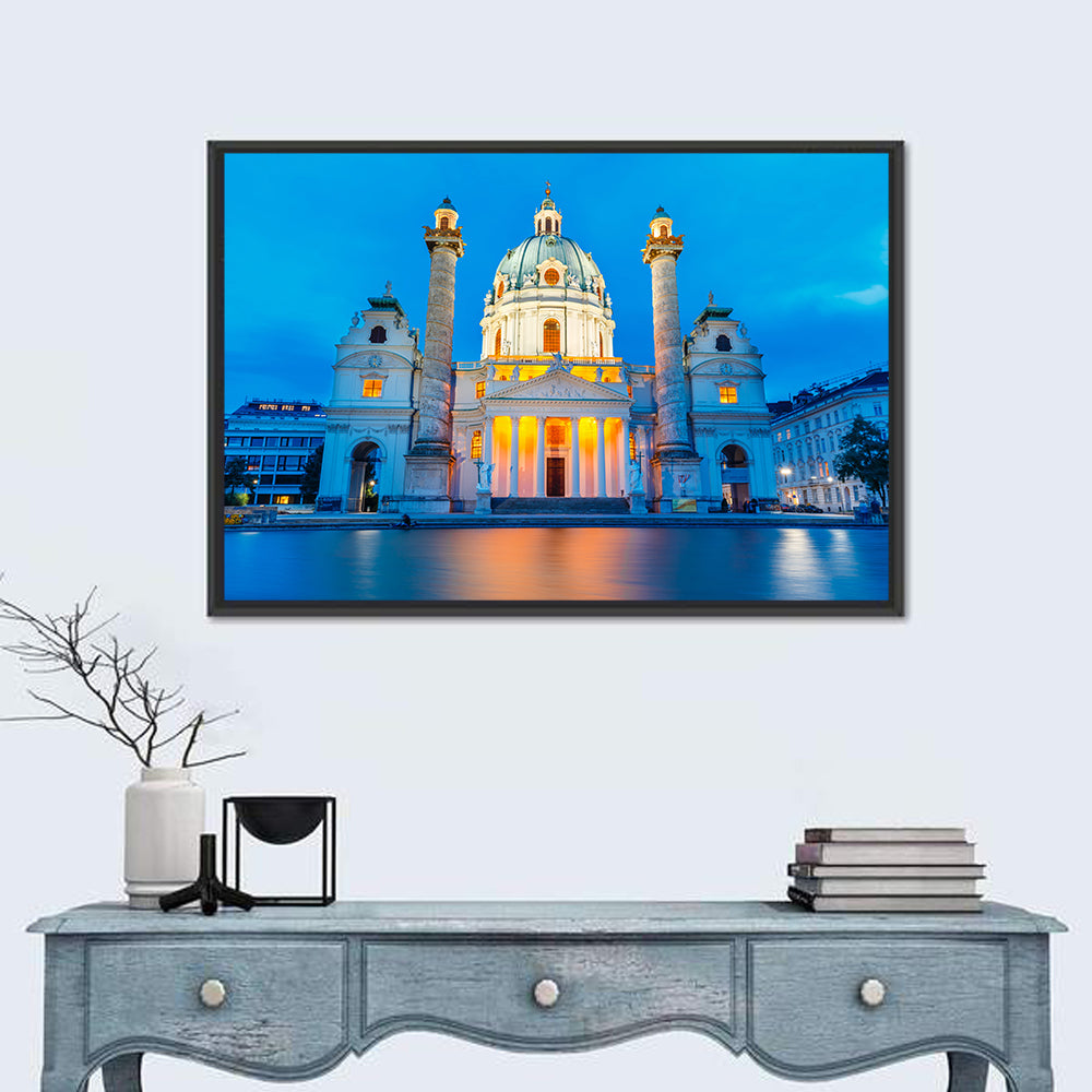 Karlskirche at Dusk Wall Art in a room, landscape
