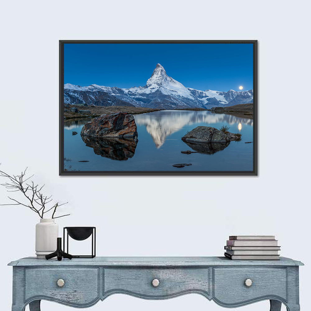 Matterhorn Sunset Over Stelli Lake Wall Art in a room, landscape