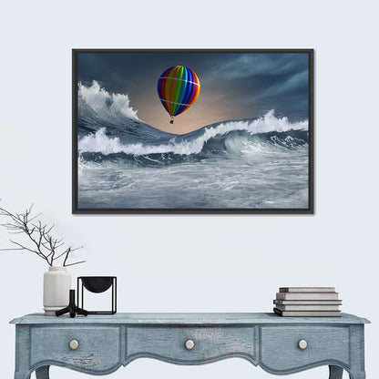 Hot Air Balloon Above Stormy Sea Wall Art