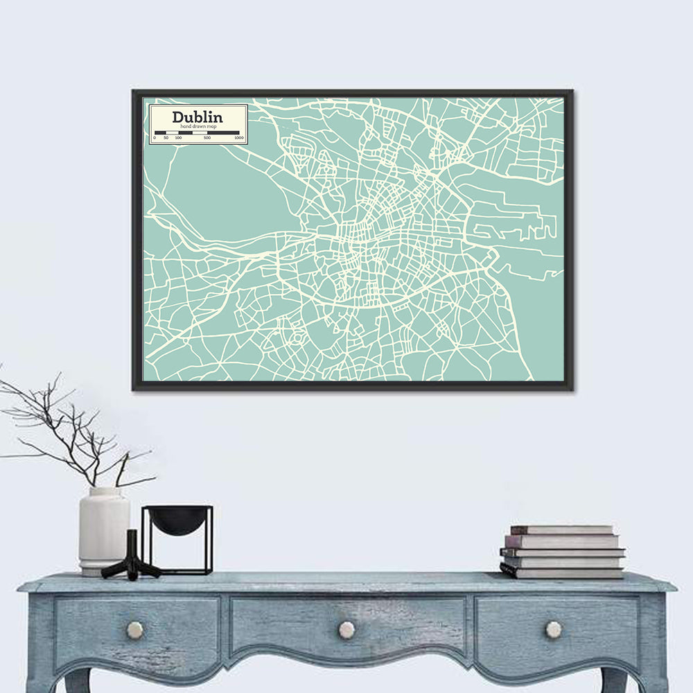 Dublin Street Grid Map Wall Art