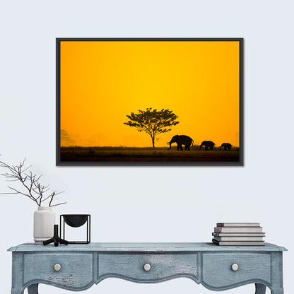 Thailand Elephant Silhouettes Wall Art