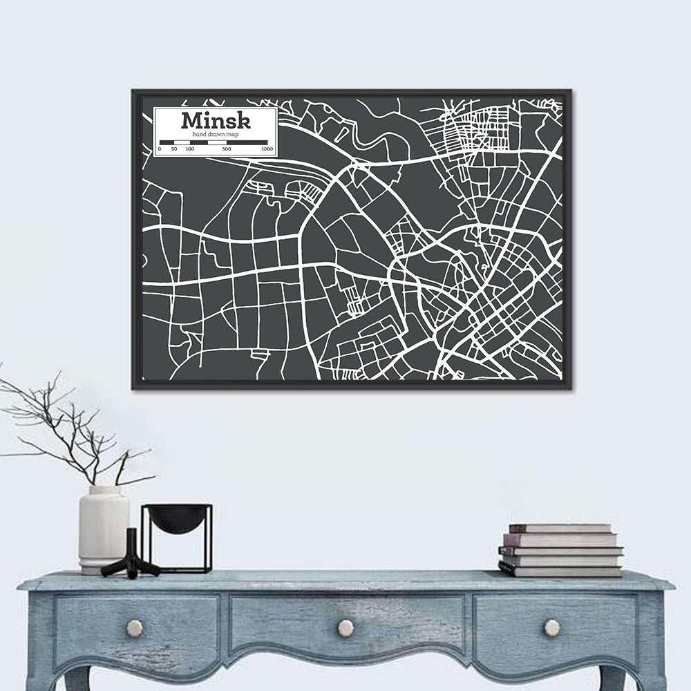Minsk Hand Drawn Map Wall Art