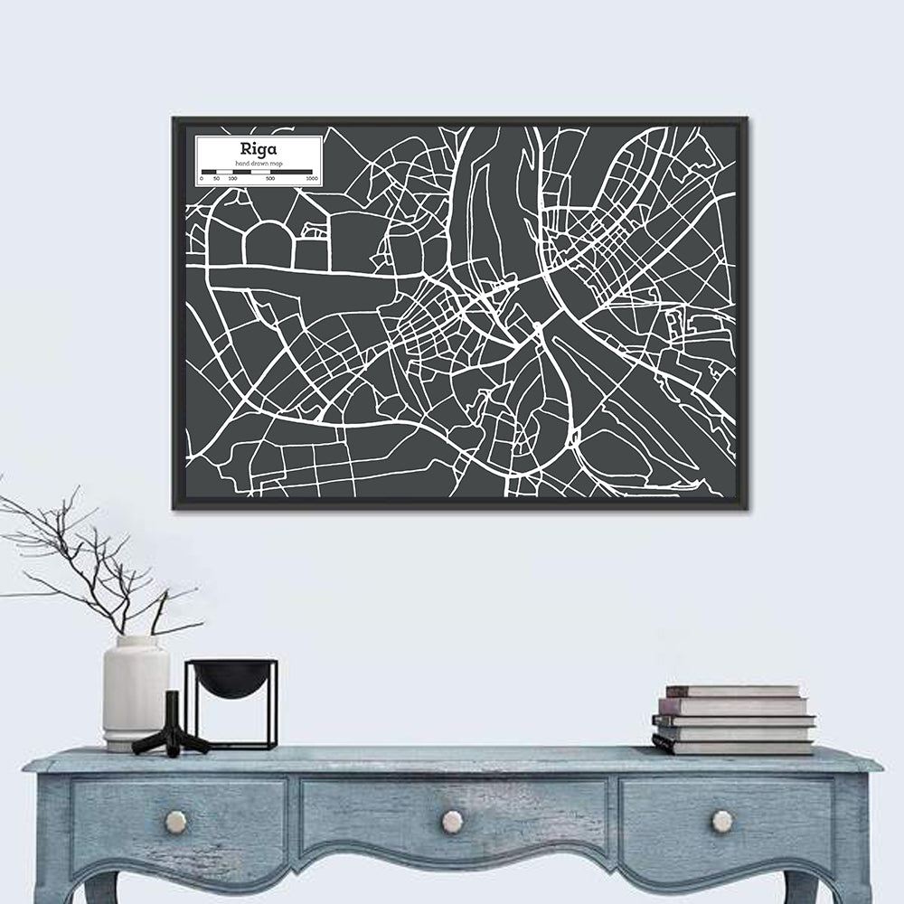 Riga Aerial Map Wall Art