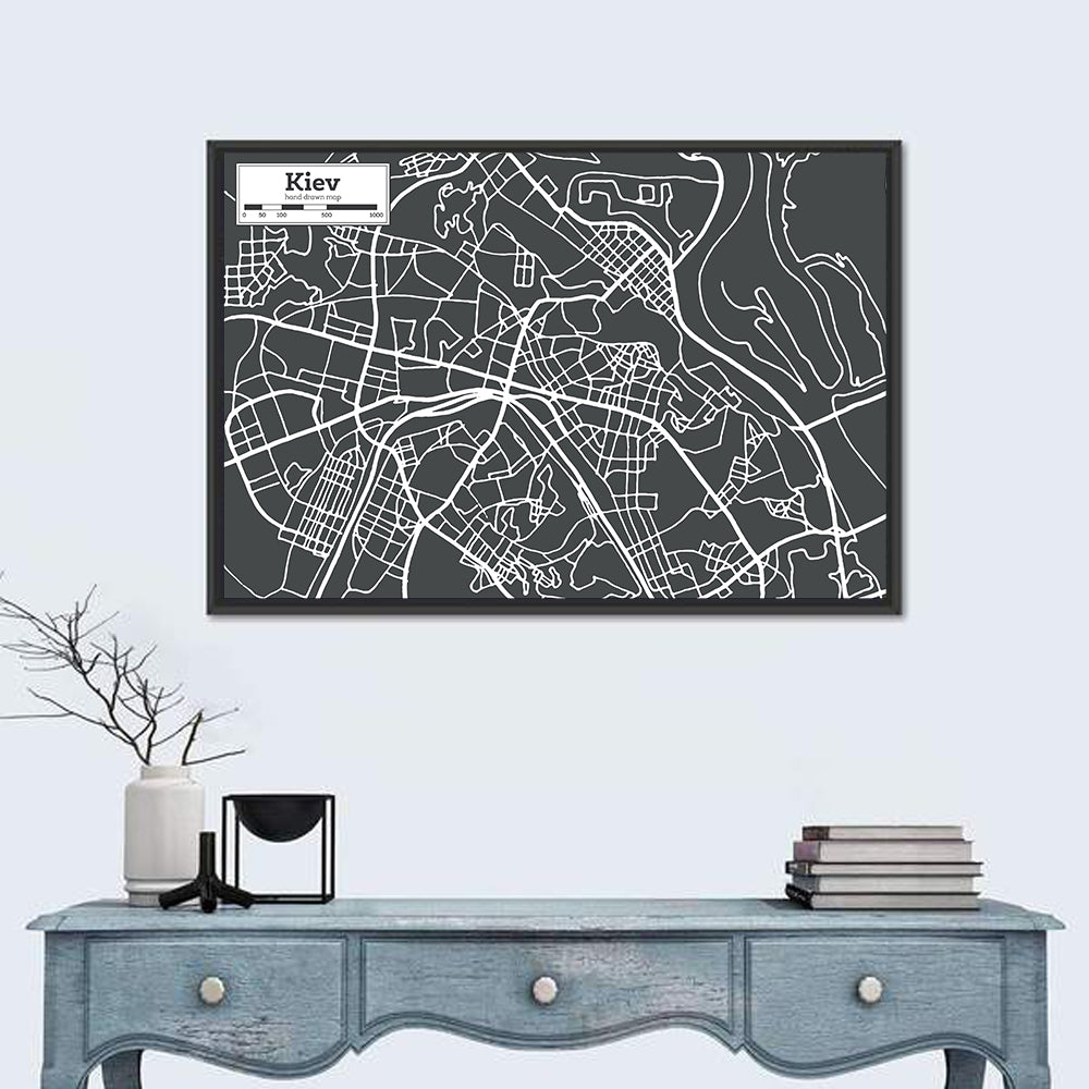 Kiev Street Grid Map Wall Art