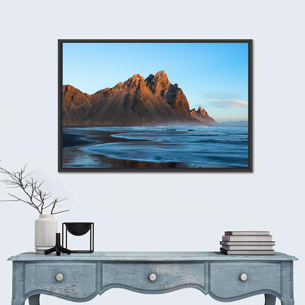 Vestrahorn Jagged Peaks at Stokksnes Wall Art in a room, landscape