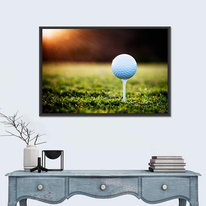 Golf Ball on Tee at Sunset Wall Art