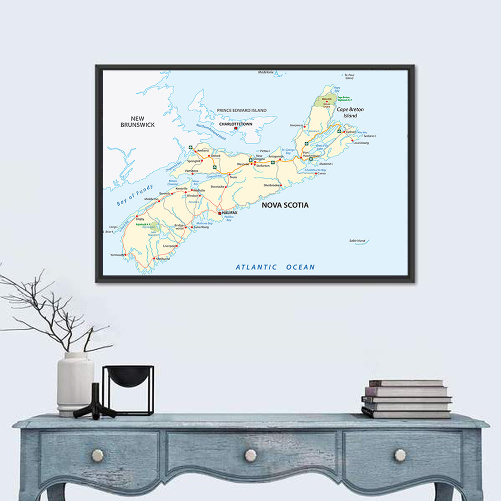 Nova Scotia Nautical Map Wall Art