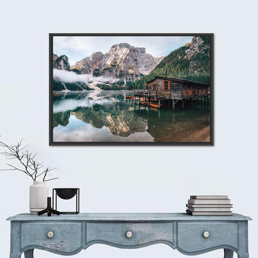 Lago Di Braies Boat House Wall Art