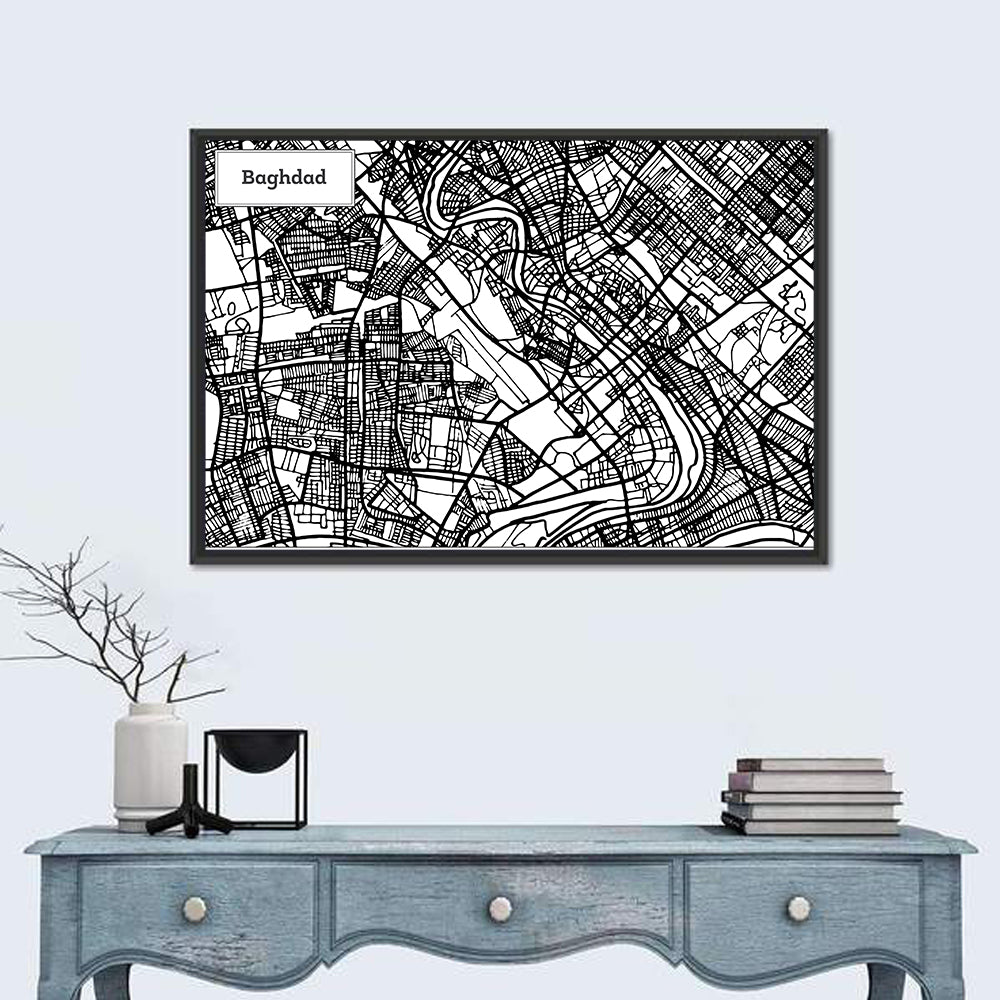Baghdad City Map Wall Art