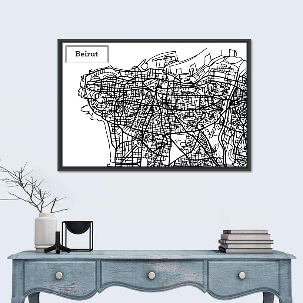 Beirut Street Grid Map Wall Art